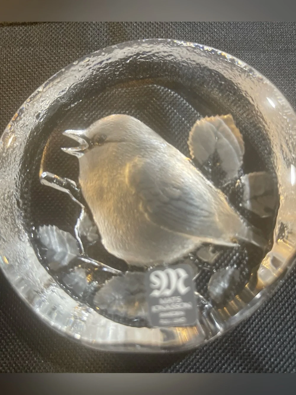 Clear Glass paper weight Bird Figurine - Decorative Crystal Bird